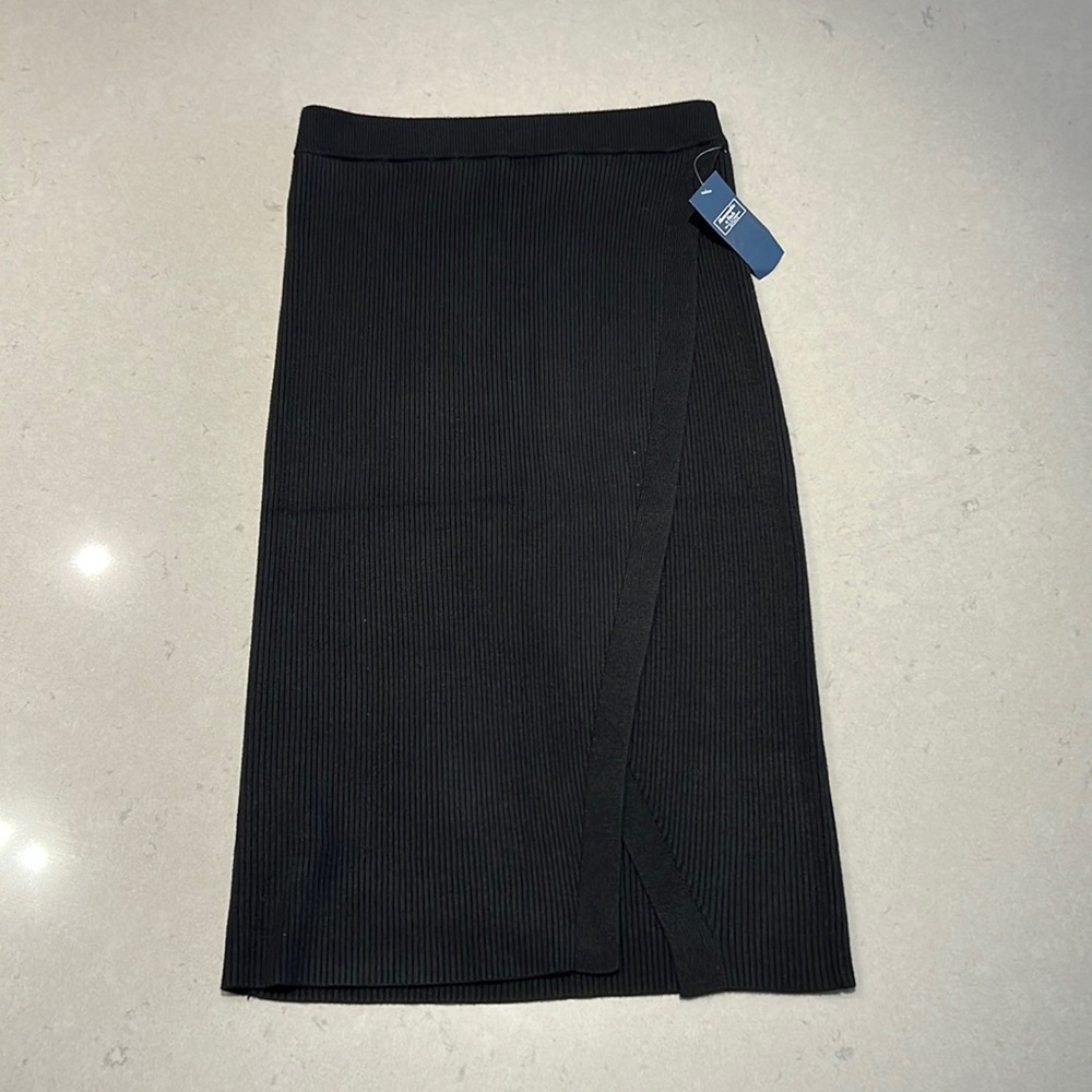 Abercrombie & Fitch Black Ribbed Wrap Pencil Skirt